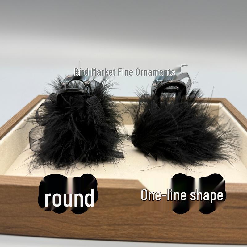 High-End Ostrich Feather Mesh Claw Clip for Women s Ponytail or Bun – No Shedding Hair Accessory.
