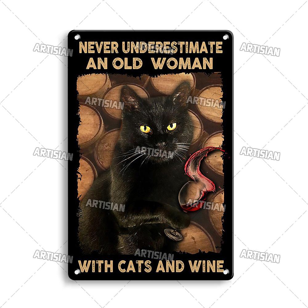 

Artisian Animal Sign Black CAT Retro Metal Poster Funny Pet Vintage Decorative Tin Plate Garage Bar Pub Club Home Wall Decor 20x30cm