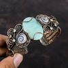 Amazonite Gemstone Cuff Bracelet Copper Wire Wrapped Cuff Rainbow Moonstone Bangle Adjustable Cuff Bracelet Handmade Jewelry Gift For Women