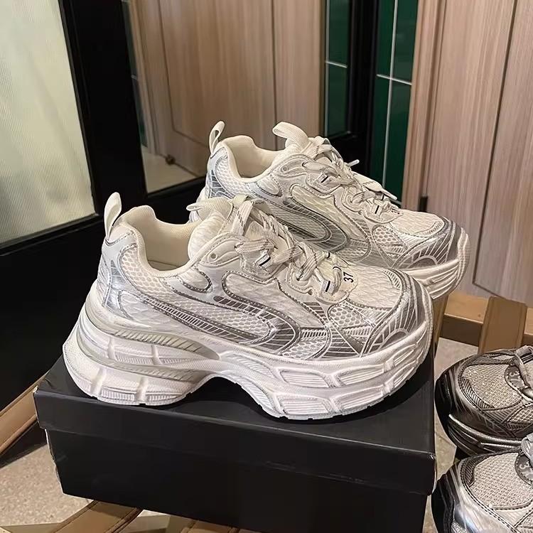 New platform muffin double-layer Paris dad shoes women's small casual shoes sneakers silver women's shoes