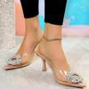 Europa und die Vereinigten Staaten wünschen große spitze Sandalen mit dünnem Absatz, Damenhandtasche, Strass, High Heel, Mode-Sandalen, Absatzschuhe