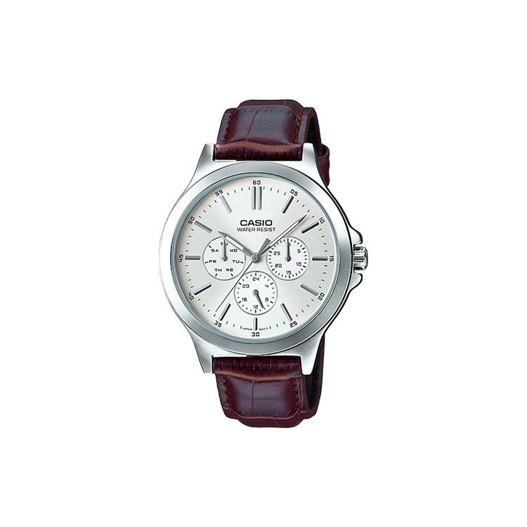 CASIO Men Standard Series White Watch MTP-V300L-7A MTP-V300L-7A White Dial Brown Strap