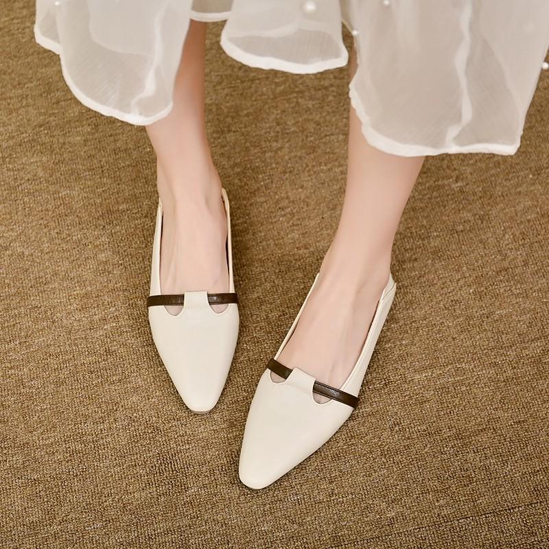 Fashion 2025 Women's Pointed Toe Slip-Ons |     Chunky Low Heel Flats |     Soft Leather Loafers |     Comfortable Work Pumps