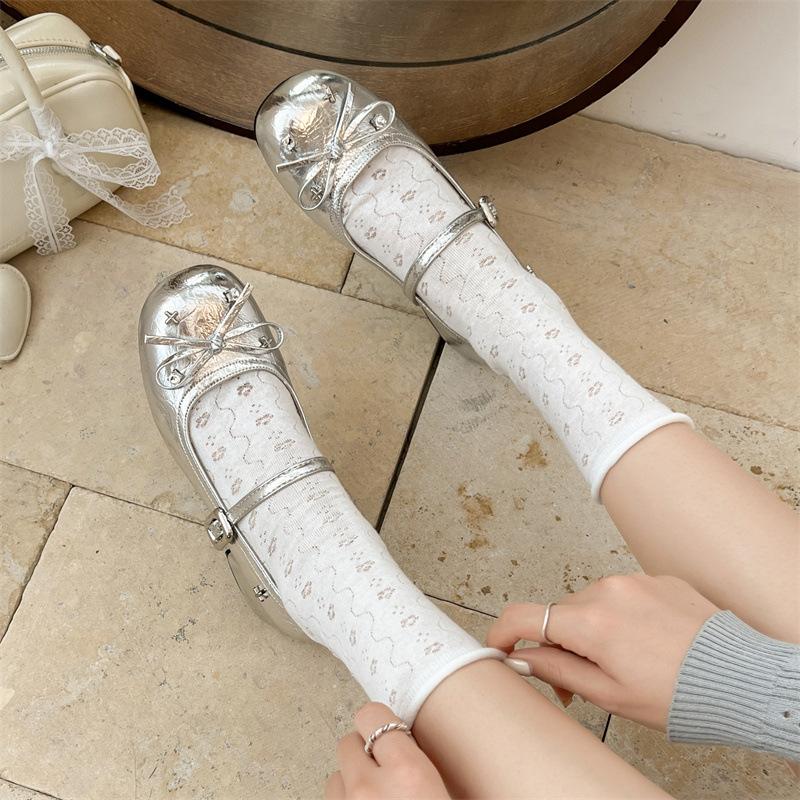 Cute Butterfly-knot Mary Jane Shoes for Women Elegant Dress Thick Heel Ladies Footwear Casual Street Style Shoes