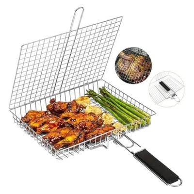 Stainless Steel Barbecue Basket Folding Barbecue Basket with Handle Large Portable Suitable for Outdoor Camping Barbecue Grill