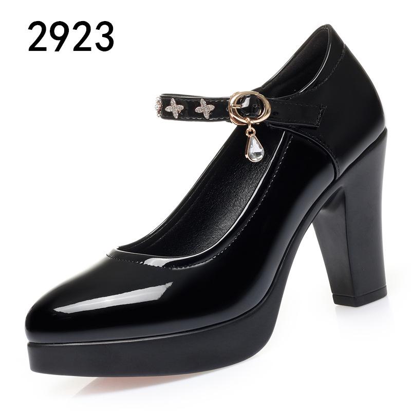 

Qipao Women s Chunky Heel Leather Platform Shoes 36