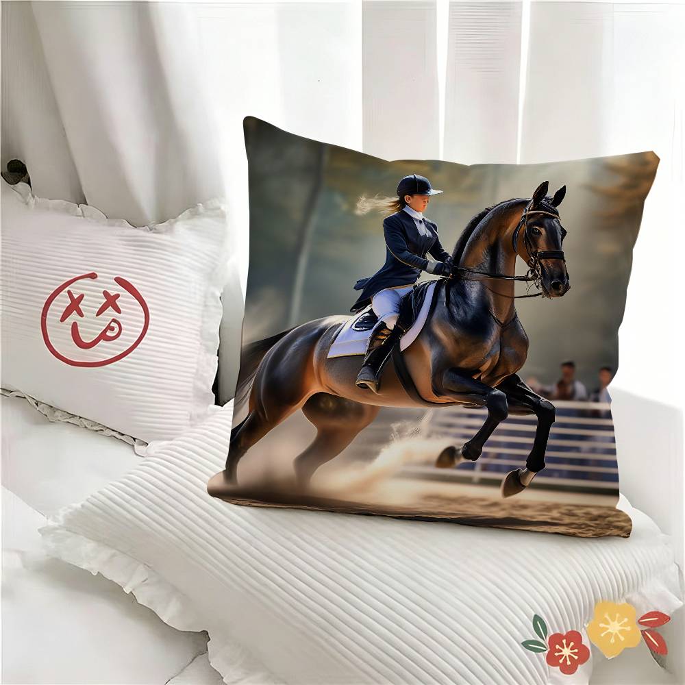 pc Classic Equestrian Pillow Case Fashion Square Pillowcase Bedroom Sofa Room Ins Decoration Leisure