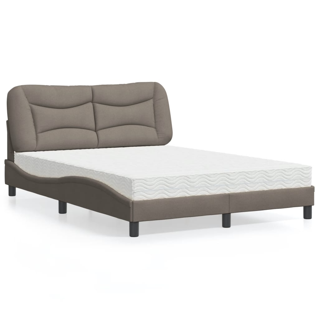 Vidaxl Łóżko Z Materacem, Taupe, 120X200 Cm, Obite Tkaniną