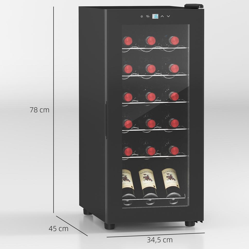 Wine Fridge, Quiet, 5-18 degrees C, Touchscreen, Lighting, 34.5x45x78cm, Black