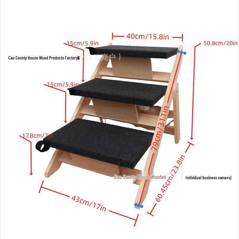 Wooden Pet Climbing Frame: Dog & Cat Ladder for Bed or Sofa