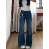 Retro Blue High Waist Micro-Flare Jeans for Women - Plus Size, Slimming, and Elastic Fit for Autumn