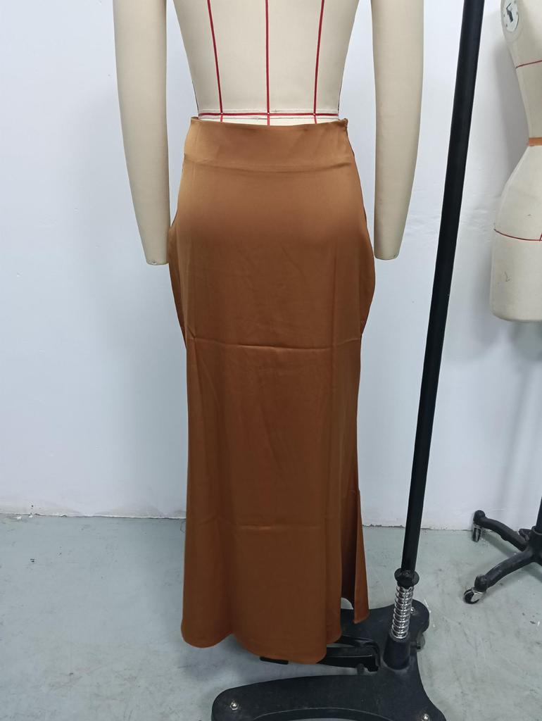 European & American Women's Imitation Silk Long Skirt, 2025 Spring/Autumn Collection