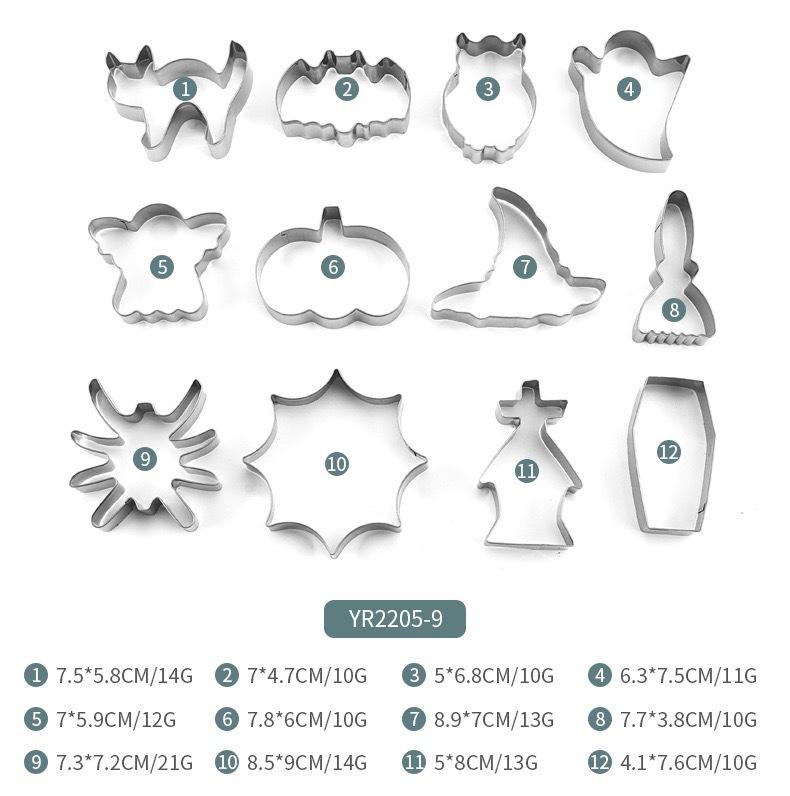 

Набор из 12 формочек для печенья на Хэллоуин, формы тыквы, летучей мыши и шляпы волшебника, прочные, легко моющиеся, для веселых занятий выпечкой, инструменты для печенья