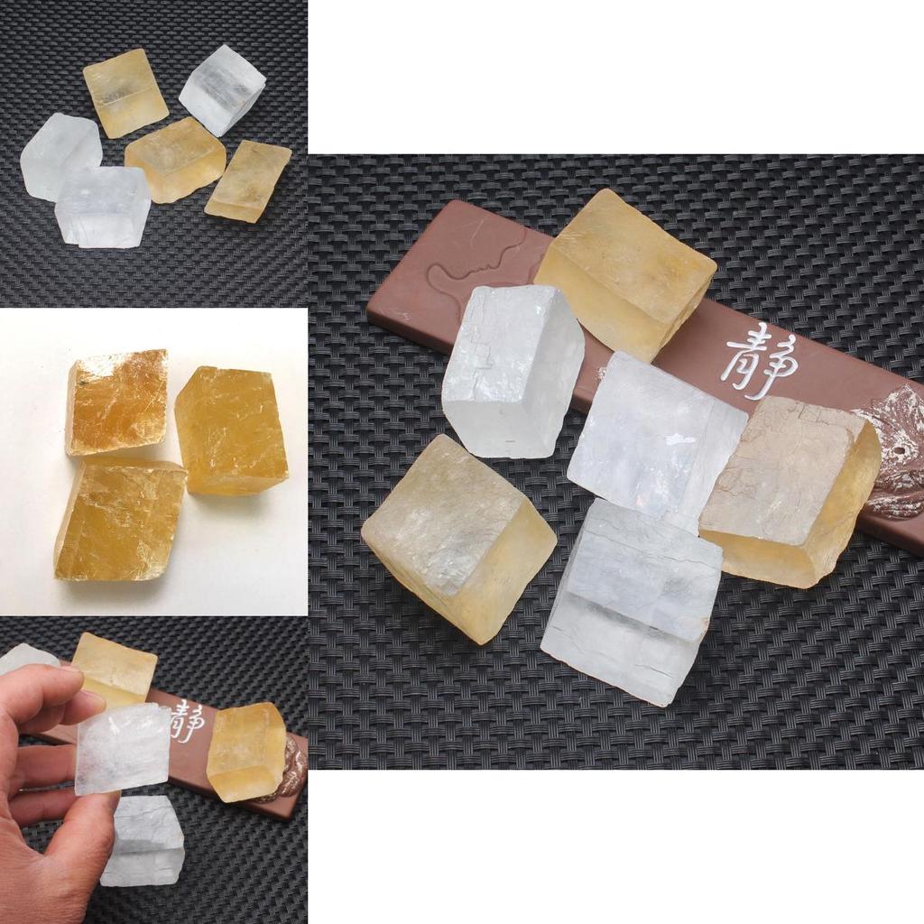 Stunning Yellow White Optic Calcite Cubes Natural Crystal Stones For Home Decor