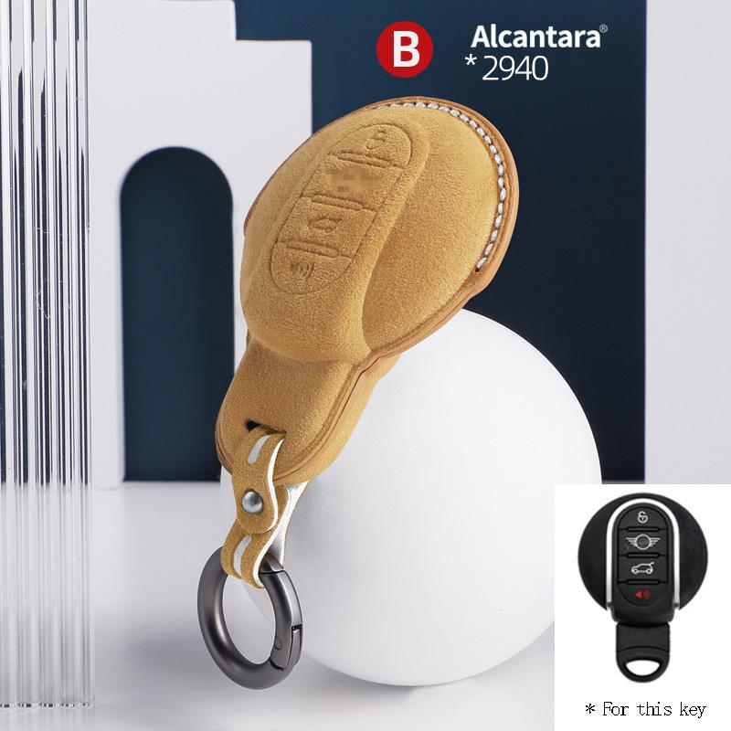 Alcantara Suede Car Key Case Cover For BMW Mini COOPERS ONE JCW CLUBMAN F56 F55 F54 F57 F60 R55 R56 R57 R58 R59 R60 S Roadster