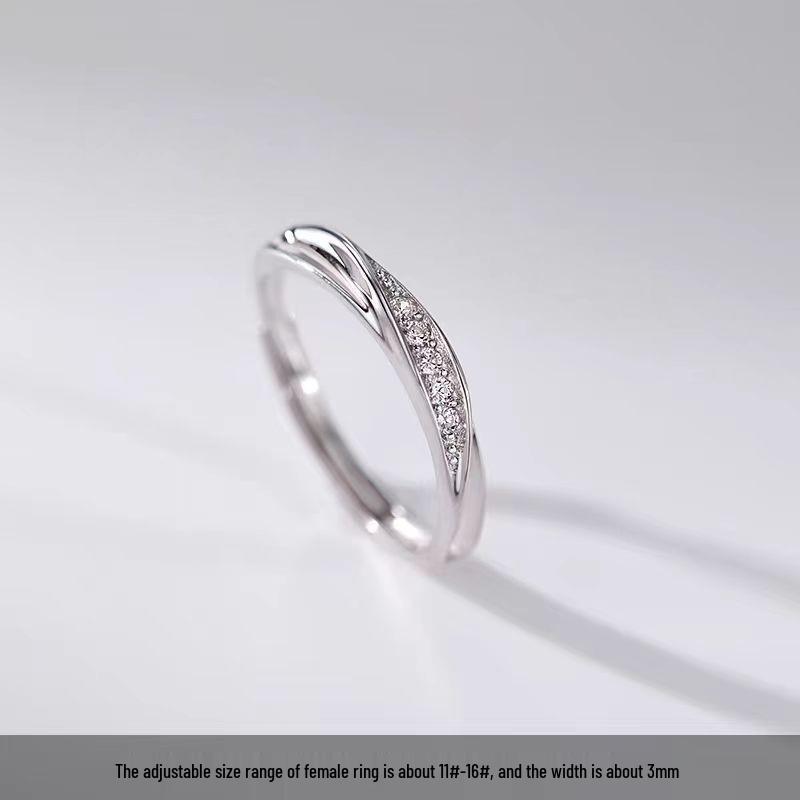 S999 Sterling Silver Love River Couple Rings: Pure Silver Band for Men & Women - Trendy, Niche Gift. Adjustable