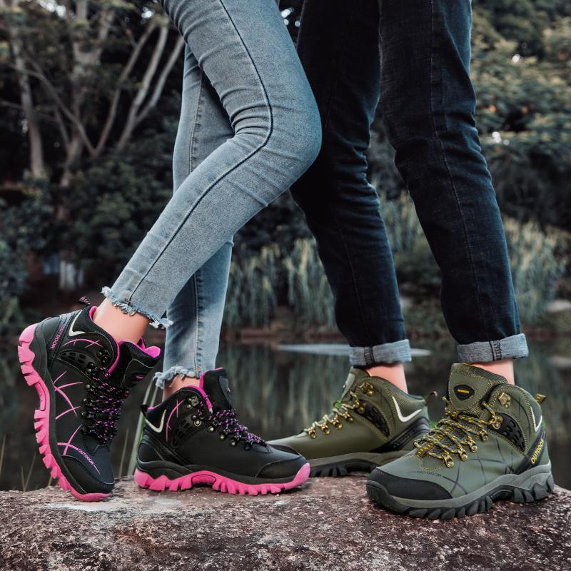 35-46 Couple Large Outdoor Mountaineering Shoes Casual Hiking Shoes with Velvet Warm High Top Cotton Shoes Snow Boots