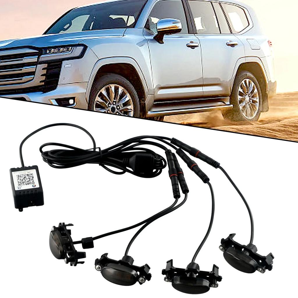 4PCS RGB Color LED Grille Light Kit Fits For Tacoma For TRD Pro 2016-2024 Raptor Style Car Automobiles Lamps Accessories