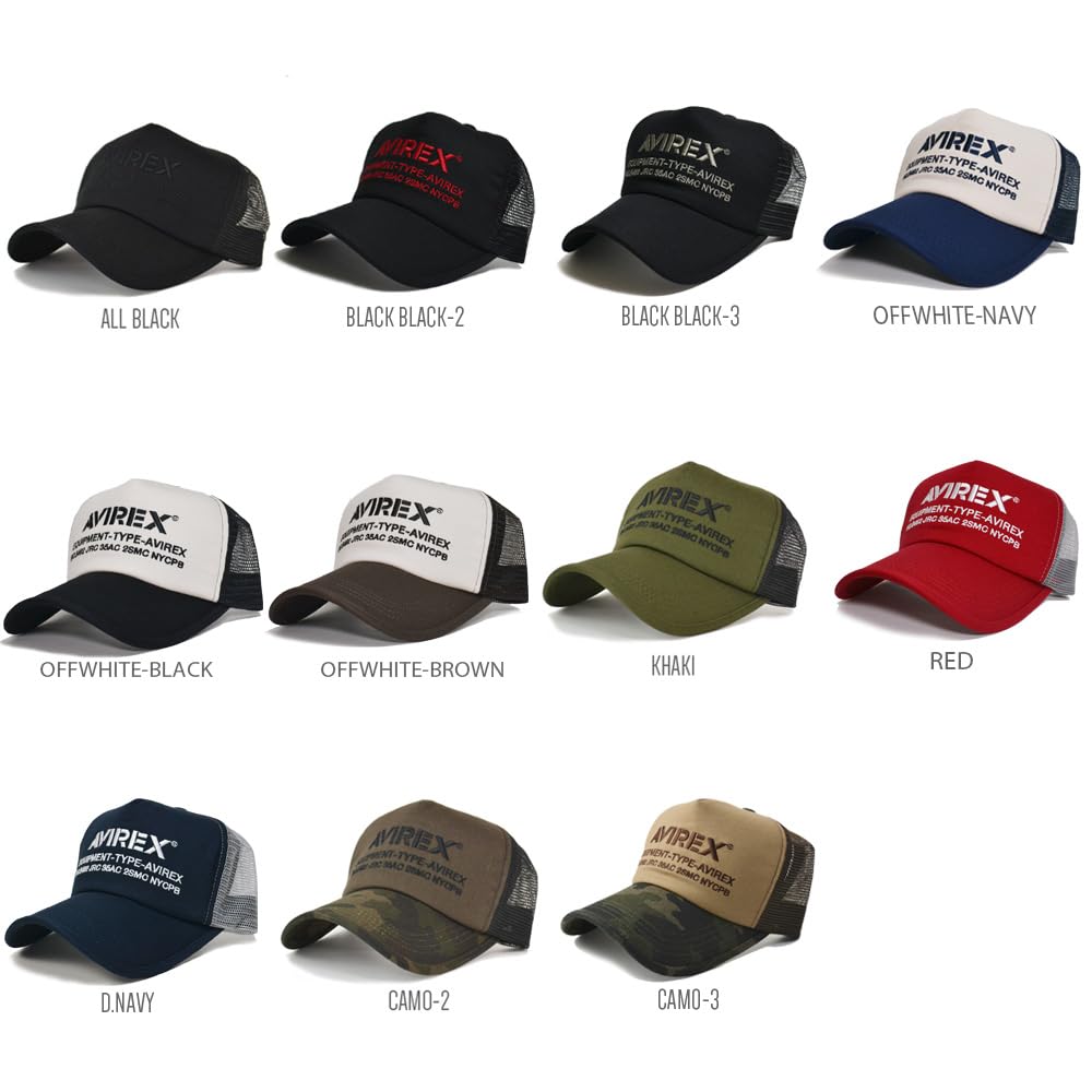 Avirex Numbering Embroidered Mesh Cap 7300 (Off-White Navy)