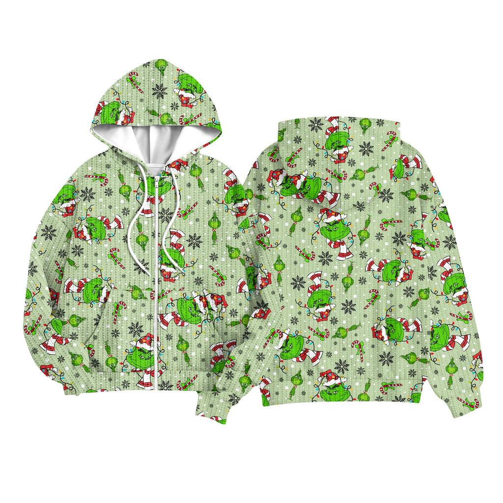 Children Girls And Boys Fashion Jacket Casual Printed Long-sleeved Hooded Cardigan Sweatshirts