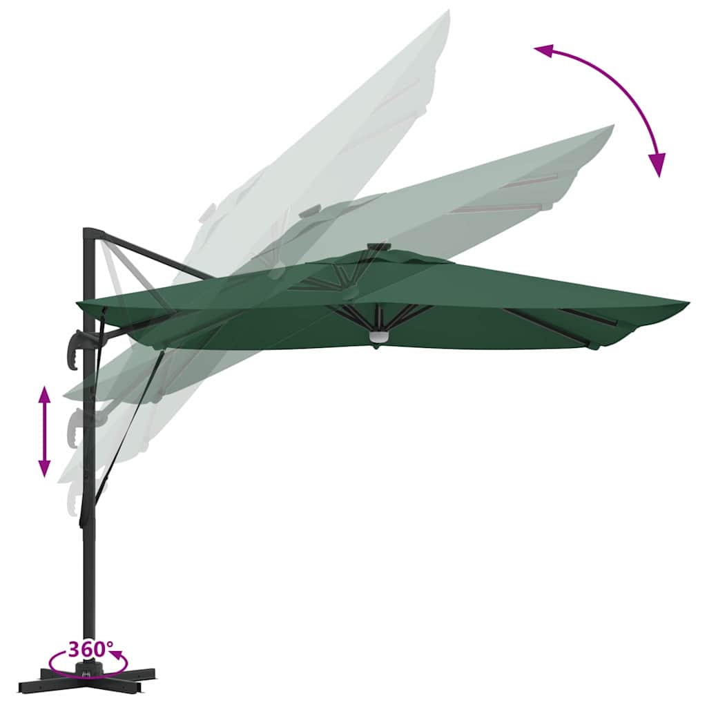 Roma Parasol Green 286 X 284 X 270 Cm Aluminum and Polyester