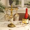 Stemware Rack Antique Style Grape Glass Brass Colored Hanging Holder for Home Bar,