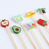 100PCS Disposable Cocktails Picks, Natural Bamboo Stick, with Beach Fruits Palm Trees Decoration, Fruit Picks for Parties And Picnic Plating