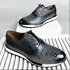 Fashion 2025 Fashion Luxury Designer Mens Oxfords Shoes Natural Cow Leather Crocodile Print Shoes B17