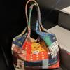 Printed One-shoulder Environmentally Friendly Shopping Bag, Flower Cloth Storage, Large-capacity One-shoulder Handbag, Portable Canvas Bag