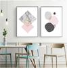 Abstract Art Pink Love Geometric Marble Simple Poster Canvas Painter Decoration for Living Room Sofa Background Bedroom Wall No Frame