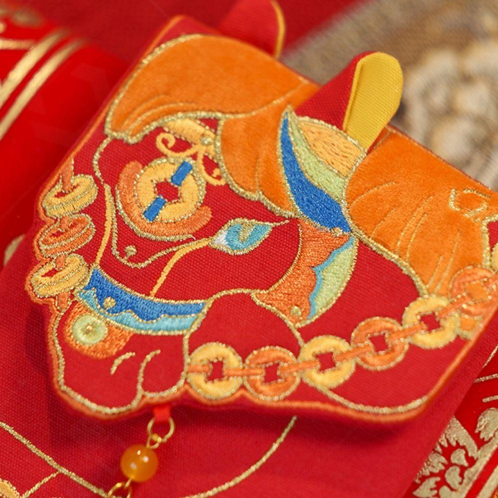 Kreslená červená obálka na Nový rok 2026 s třpytivým matným povrchem, obálka na Jarní festival, svatební obřad