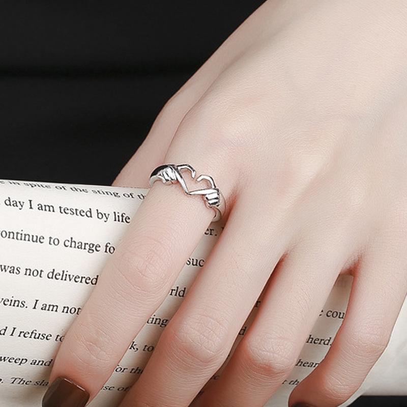 Retro Love Open Ring Female, Fashion Temperament Simple Metal Ring, Hand Than Love Ring