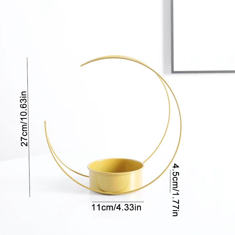 1pcs/set Creative Desktop Flower Basket Moon Shaped Vase Flower Arrangement Gold Color Iron Wedding Ornament Home Decoration