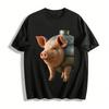 Creative Mechanical Pig Print Casual Short Sleeve Top Pure Cotton T-shirt