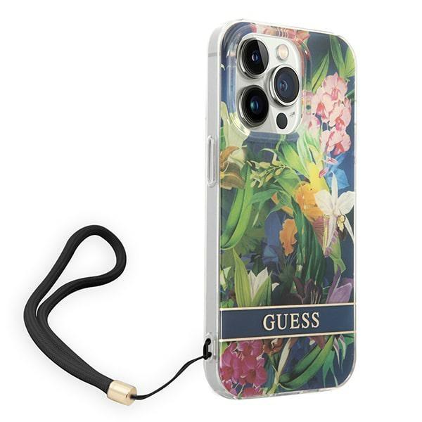 Guess Guohcp14Xhflsb Iphone 14 Pro Max6,7 Niebieski/Blue Hardcase Flower Strap