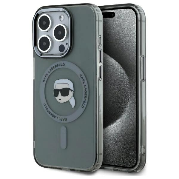 Karl Lagerfeld Klhmp15Xhlskik Iphone 15  Pro Max 6.7 Czarny/Black Hardcase Iml Metal Karl Head Magsafe