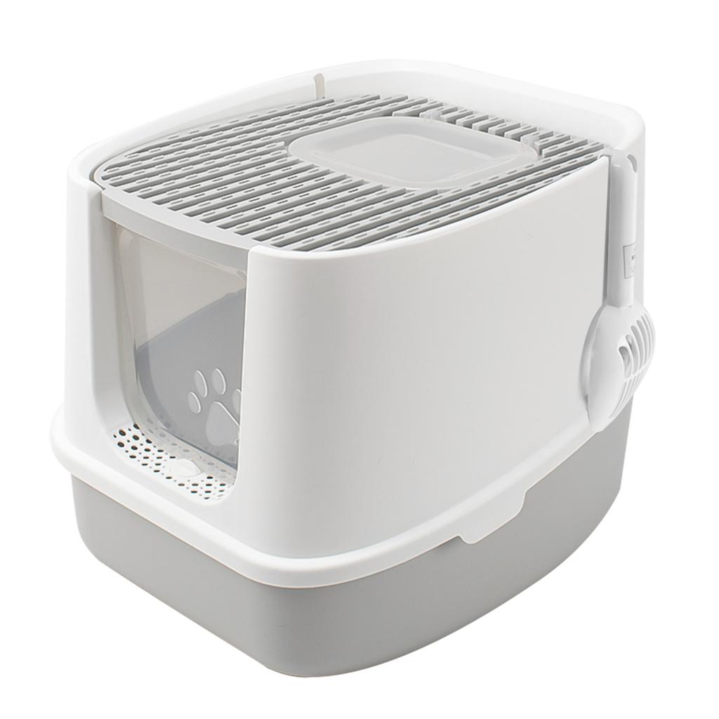 Large Fully Enclosed Cat Litter Box Front Entry Top Exit Cat Potty Toilet with Lid Litter Scoop