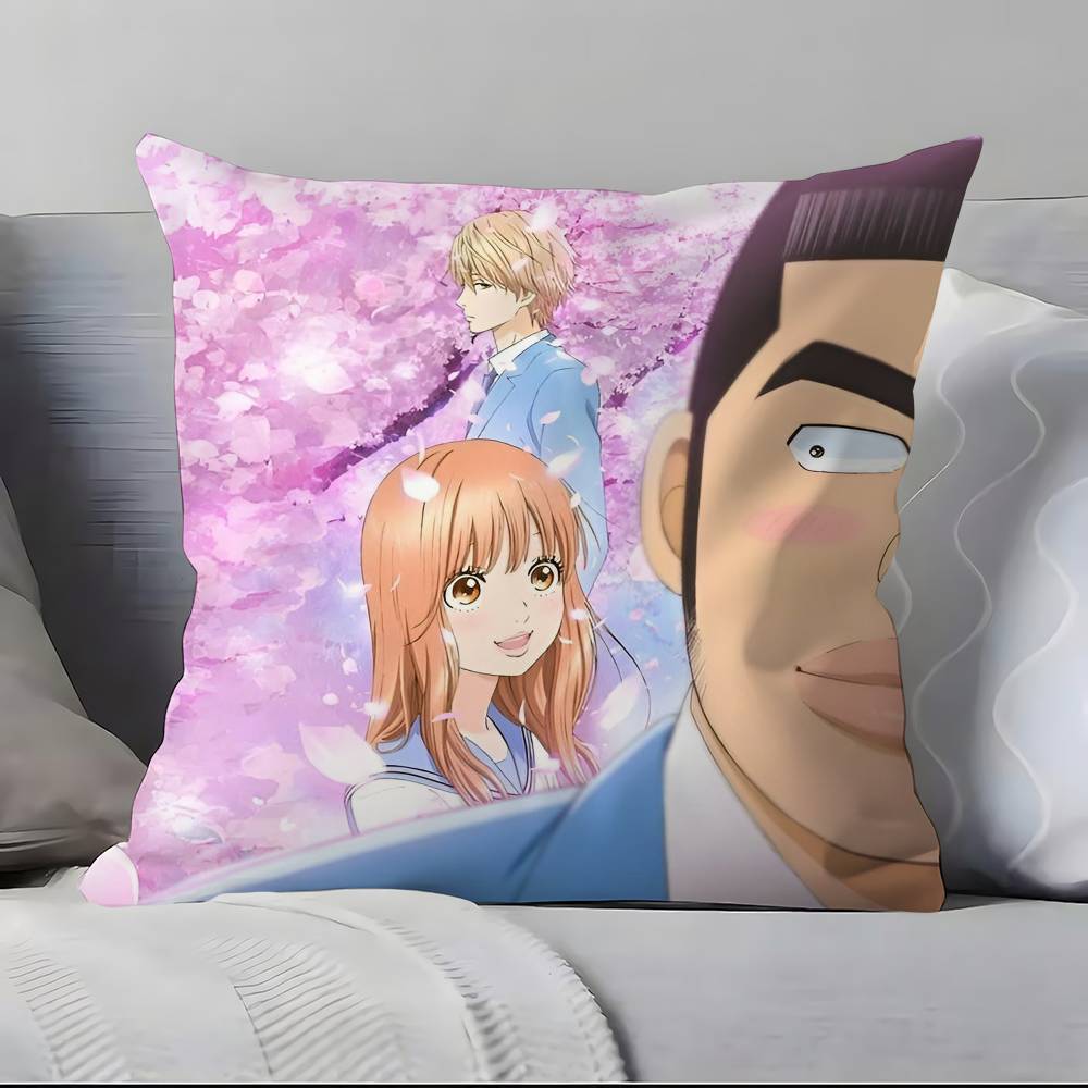 Anime M-My L-Love Story Pillow Case Anti-dustmite Pillowcase Invisible Zipper Silky Short Plush Sofa Cushion Cover