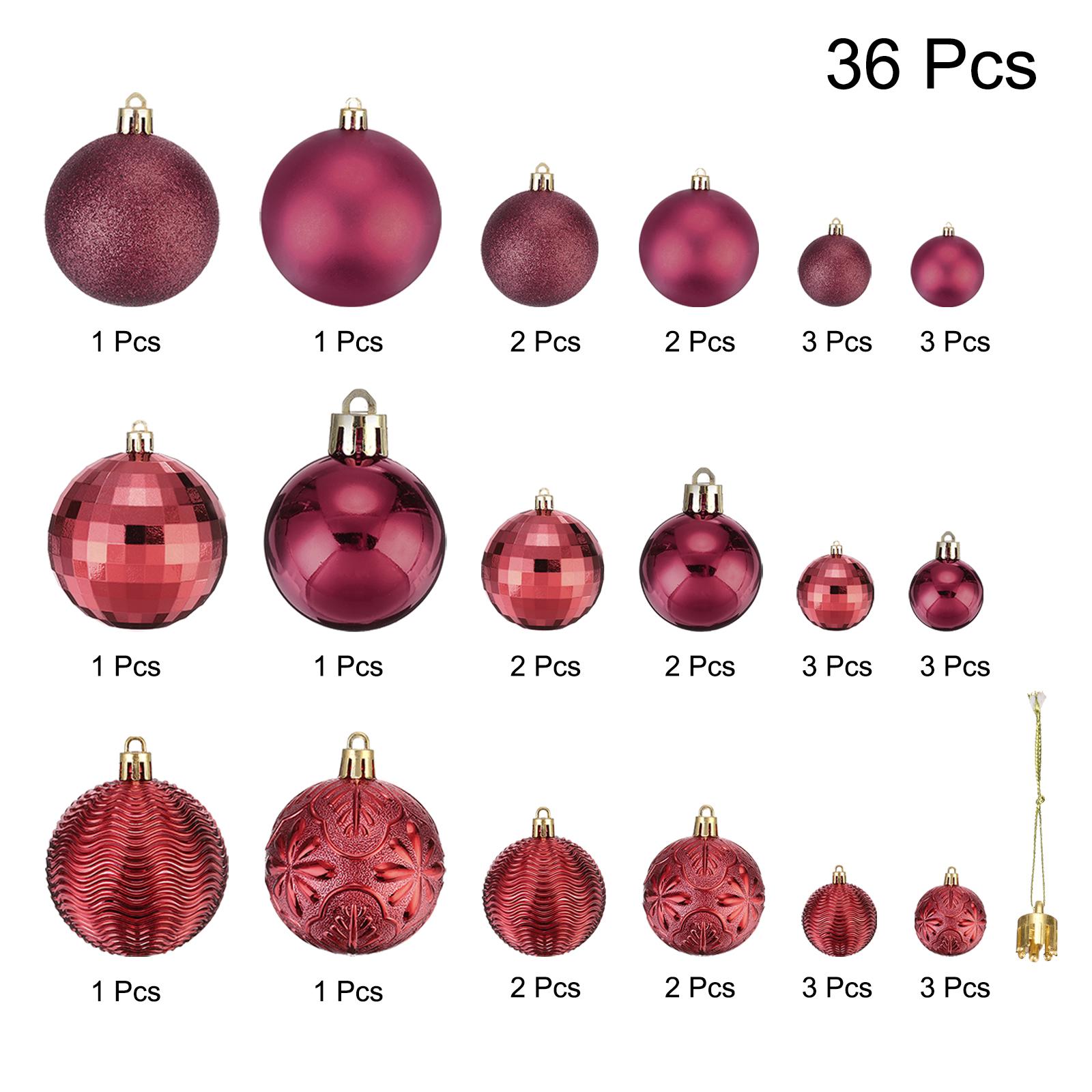 

36pcs 4/6/8cm Christmas Ball Ornaments Christmas Tree Decorations Balls for Party Decoration Wedding Holiday Christmas Decor 4cm 6cm 8cm вина червоного кольору