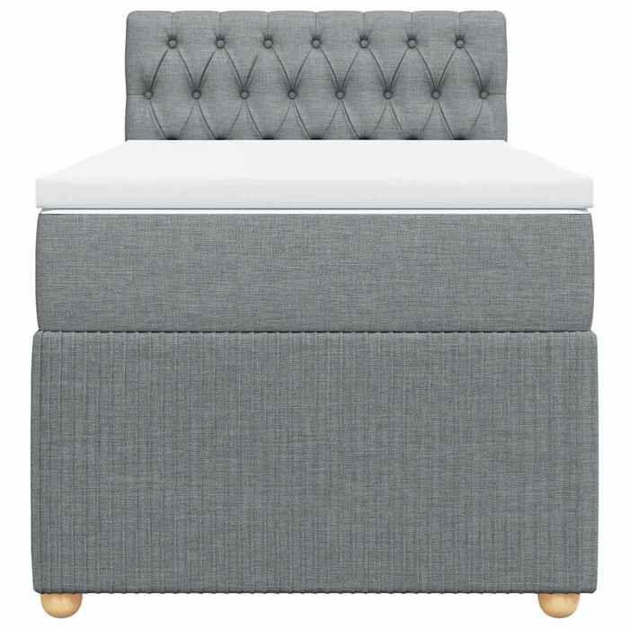 Exclusive House - Slatted Bed Base with Light Grey Mattress 80x200 Cm Fabric