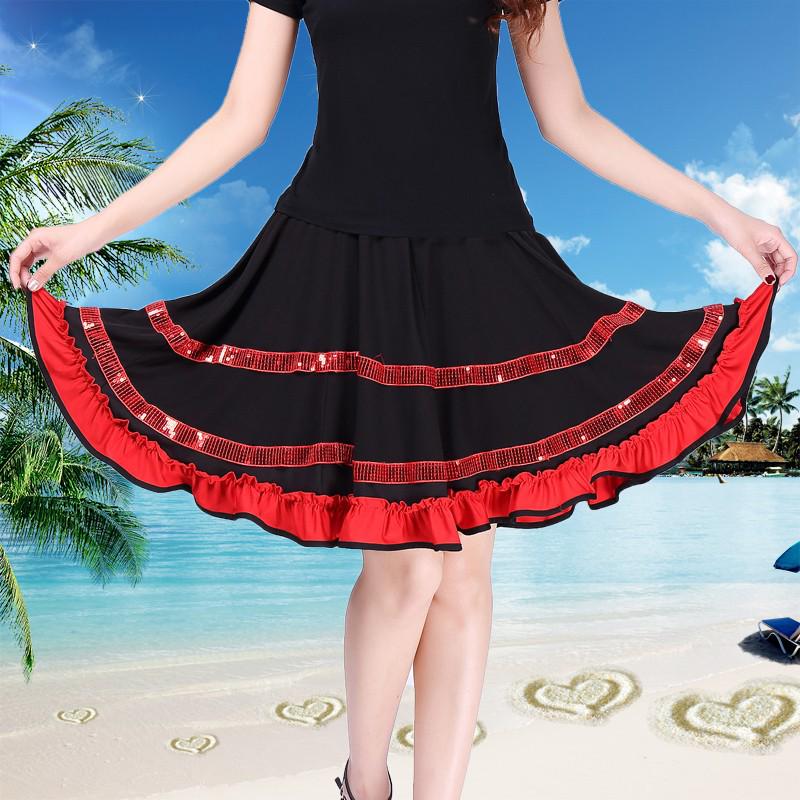 2025 Dame Sommer Latin Kort Firkantdans Skjørt Kostyme