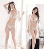 Plus Size Tulle Lace Lingerie Set: Nightgown, Bathrobe, Open Crotch Panties