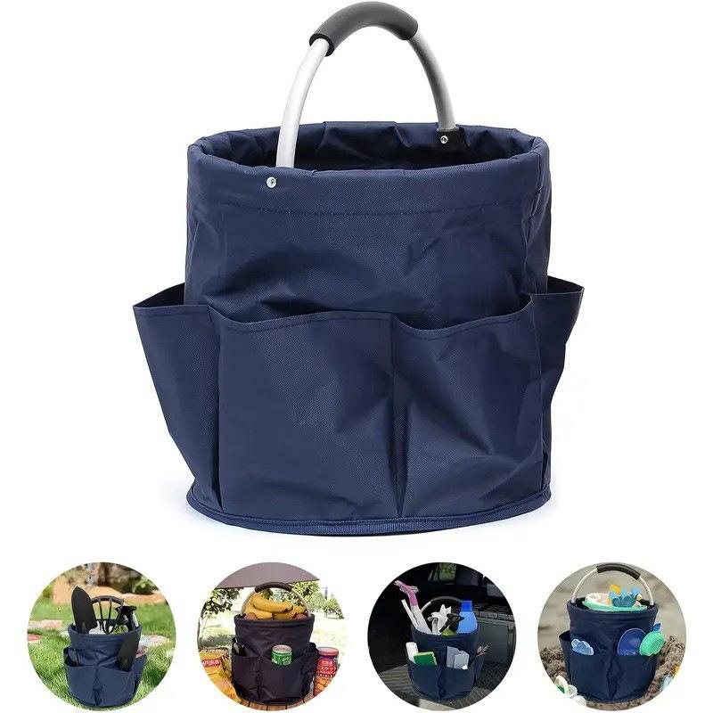 1Pc Portable Foldable Picnic Basket, Garden Tool Basket, Outdoor Handheld Basket, Travel Storage Toiletry Bag, Garden Storage Basket, Holiday Gift