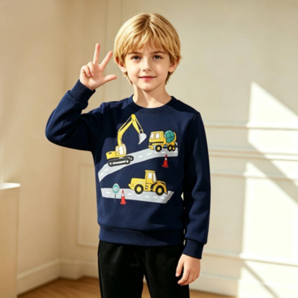 Boys European Fall Winter Hoodie Long Sleeve Pullover Sweatshirt for Kids