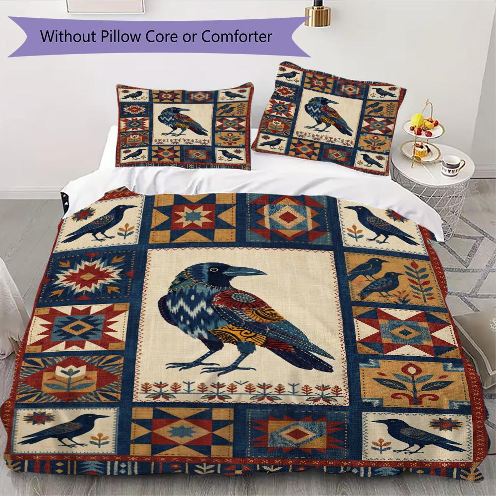Crow Pattern Bedding uilt Set uilt Cover Pillowcase Home Decoration Birthday Gift (1 * duvet cover + 2 * pillowcase  without core)47