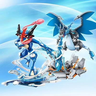 Keeppley Pokemon Bausteine Modell Mewtu Glurak Turtok Quajutsu Zusammengebaut Garados Mini-Baustein Figur Spielzeug für Kinder