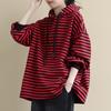 Femei Mărimi Mari Hanorace cu Mânecă Lungă și Glugă Toamnă Iarnă Călduros Larg Casual Pluș Îngroșat Hanorac Oversized Topuri cu Dungi