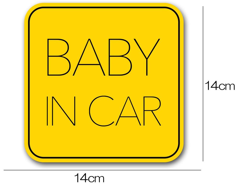 Baby Car Magnet (Simple Design) Baby in Car Baby On Board Sticker Sign Yellow (Magnet)