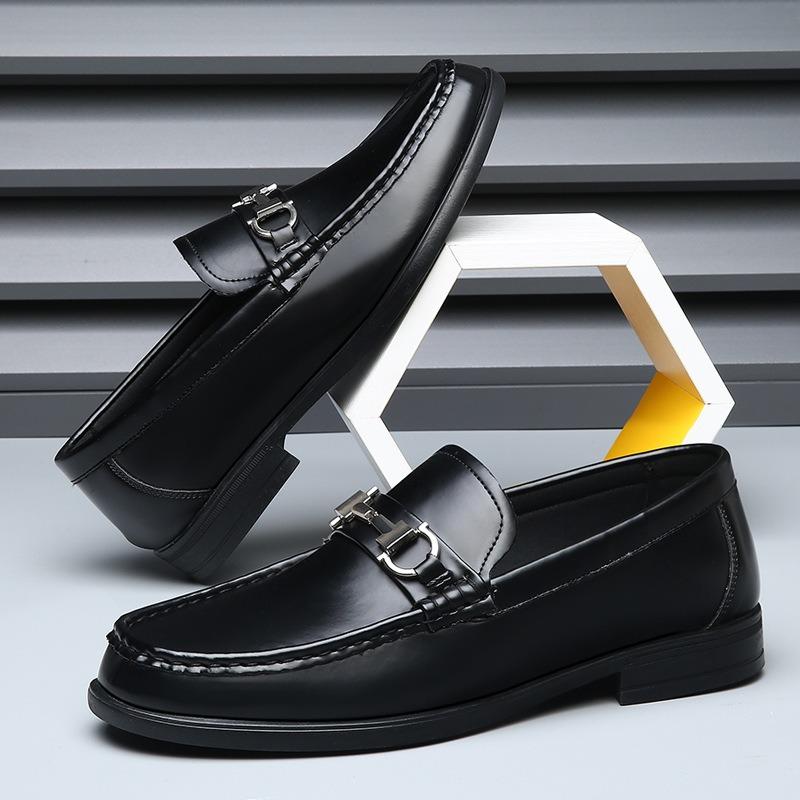 Men's Spring Breathable Foot Cover Casual Leather Shoes Non-slip Business One-pedal Formal Leather Shoes Men's Versatile Doudou Shoes