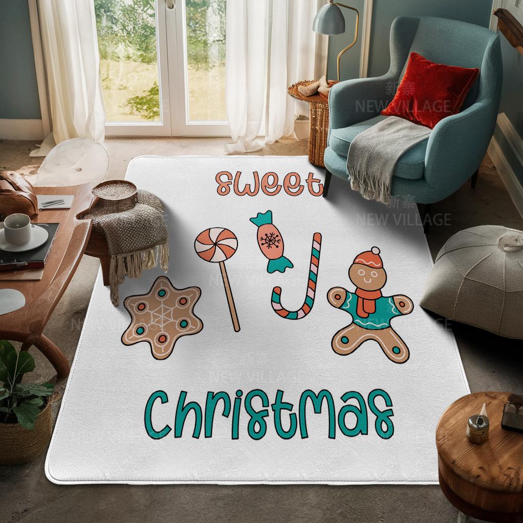 House Entrance Carpet Home Door Mat Living Room Bath Foot Bathroom Non-slip Water Absorption Rugs Bath Merry Christmas Winter